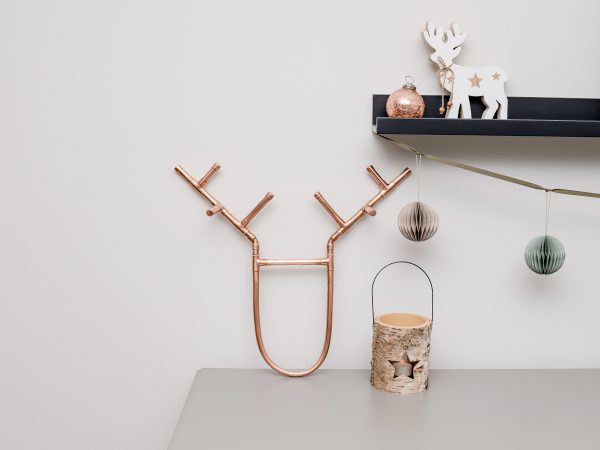 Reindeer head shaped Christmas Decoration made from Copper Pipe